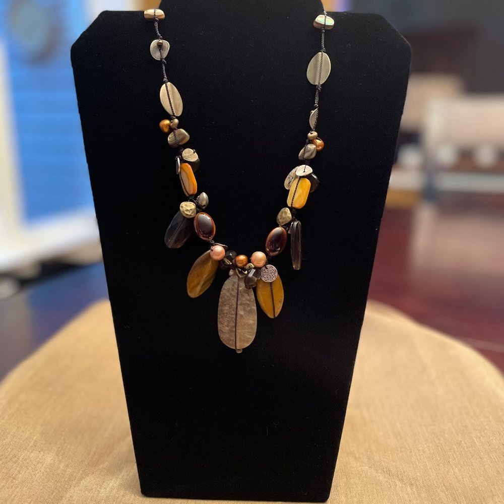 Silpada N2009 Mother of Pearl, Tigers Eye, Shell, Glass Necklace